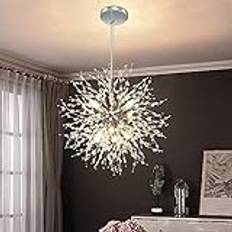 Depuley Ljuskrona Modern Kristall, Fyrverkeri Ljuskrona Taklampor, 8-Ljus Sputnik Pendellampa för Vardagsrum, Sovrum, Matsal, Kök, Trappor, G9-lampor
