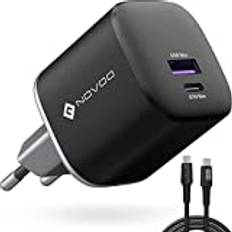 NOVOO 67W USB C 2 Port GaN Laddare, Snabb Kompakt Vikbar Reseväggladdare för MacBook Pro/Air, iPad Pro, Pixel 7, ThinkPad, Dell XPS 13, Ångdäck