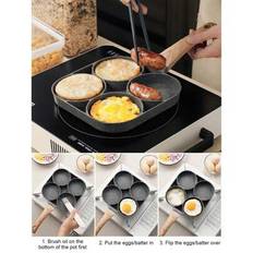1 st äggpanna, non-stick pannkakspanna, äggpanna i granit, värmebeständigt handtag, multifunktionell frukostpanna, lämplig för gasspis och induktionsh - Multifärgad (En-Storlek)