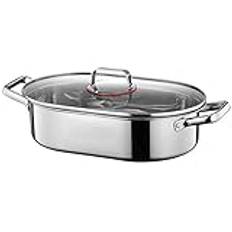 Heavy Duty Stainless Steel Oval Fish Steamer Pot Set, Steamed Fish Pot Multi-Use Roasting Cookware and Hotpot with Rack for Steaming Fish, Boiling Soup,single layer pot(Double layer) (One Color Single