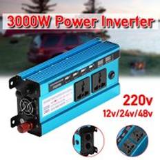 3000w inverter dc 12v 24v 48v till ac 220v effekt spänning omvandlare transformator solenergi inverter dubbel lcd display 4 usb
