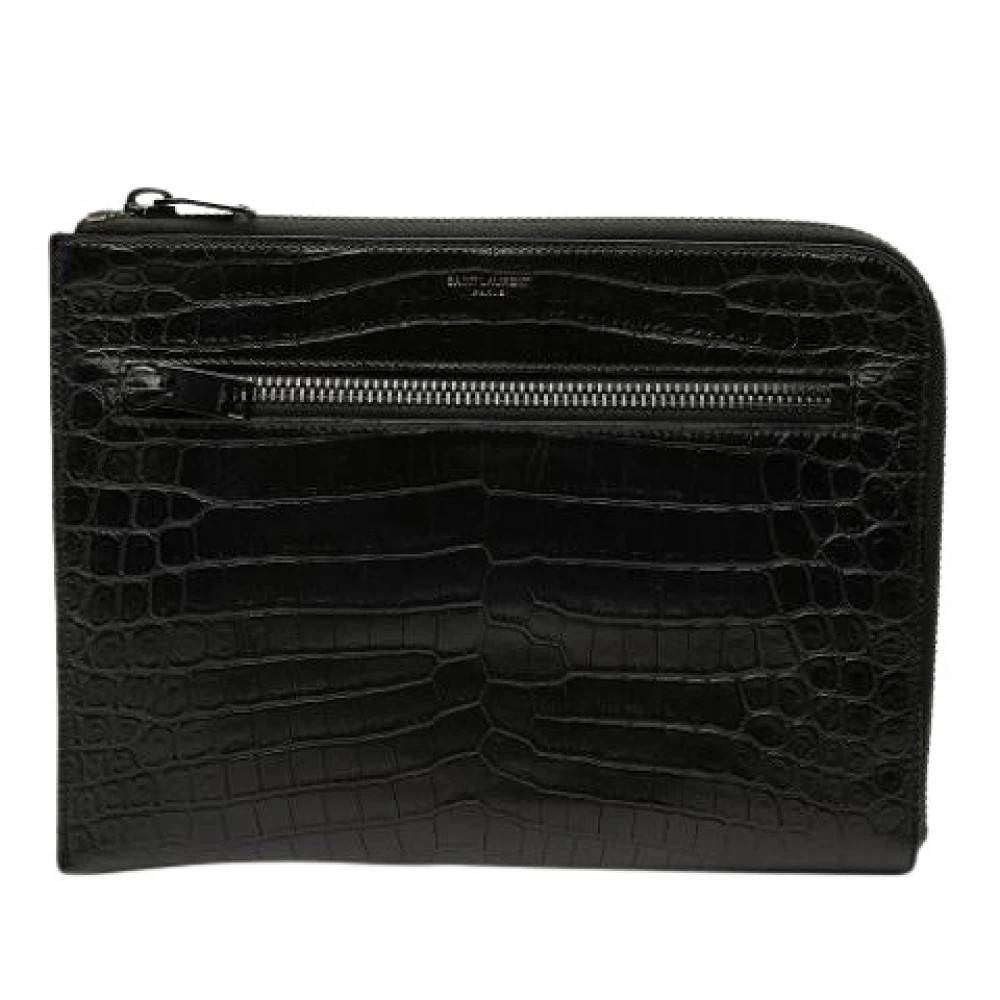 Yves Saint Laurent Vintage - Pre-owned Croc Embossed Clutch Vintage - Dam - ONE Size - Läder
