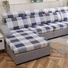 1pc Printed Stretch Sofa Seat Cushion Cover, L-Shaped Sofa Cover, Separate Sofa Back Cushion Cover, Furniture Protector, Stretch Sofa Seat Pad Cover - Blue - Single Seat,2 Seater,3 Seater,4 Seater,Sofa Back Covers,L-shaped