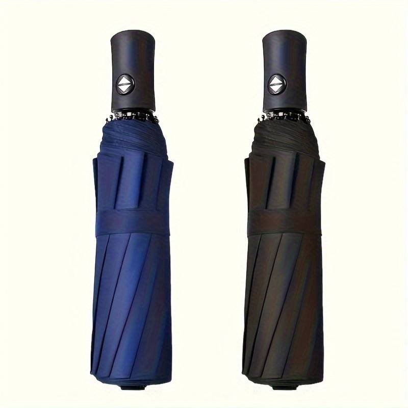 8-Rib Automatic High Quality Umbrella - One-Touch Open/Close, Compact Foldable Design for Men & Women, Navy & Black, Business &
