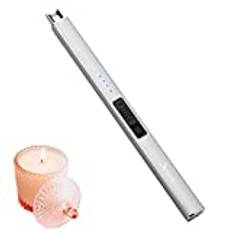 SUPRUS elektrisk tändare, ljusbåge, vindtät, flamlös, USB-tändare, uppladdningsbar tändare med säkerhetslås för ljus, BBQ camping (silver)
