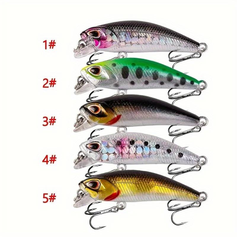 TEMU 5pcs Premium Sinking Minnow Fishing Lures - 4.5cm/3.5g Hard Bait Crankbait For Bass Fishing - Realistic Design For