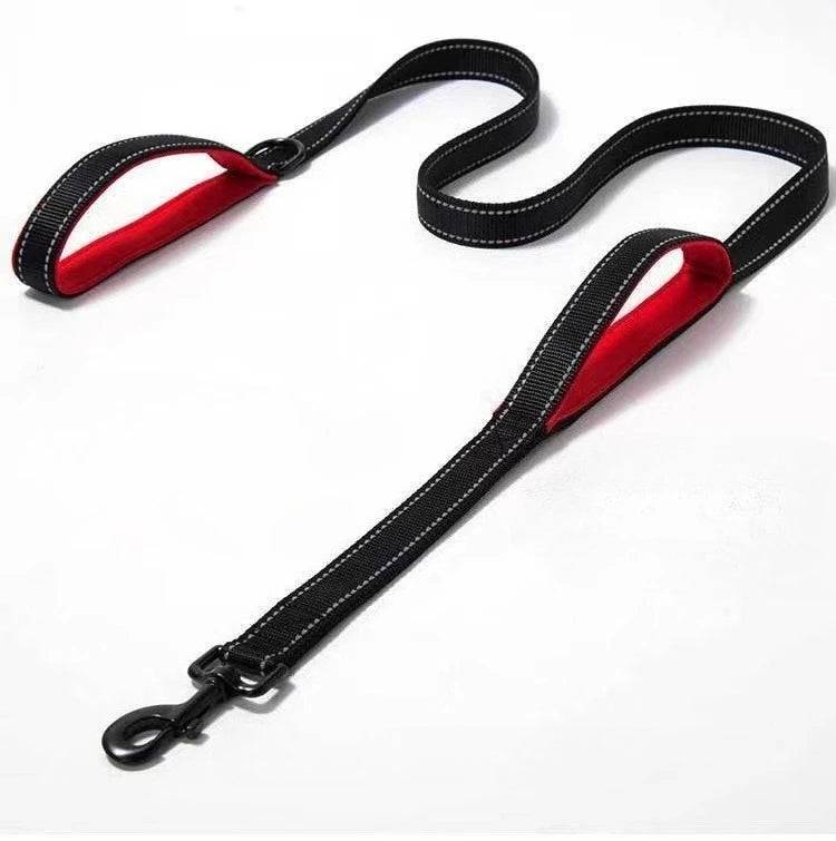 1.8M Heavy-Duty Double Handle Dog Training Lead - Black Red / 2.5cmX1.8M (2.5cmX1.8M)
