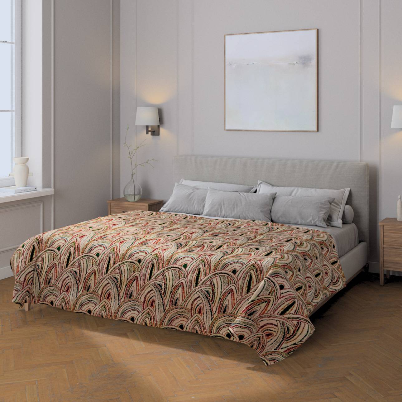 Sengetæppe quiltet<br/>10cm striber, Bouclé flerfarvet, Cosy Home