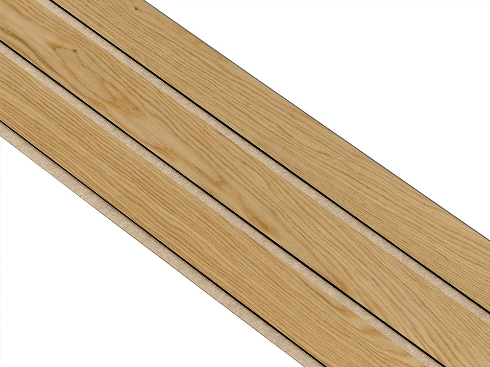 I-Wood Basic 3-lamel paneler med sort kerne i klar oliering - mål 17 x 300 x 2780 mm.