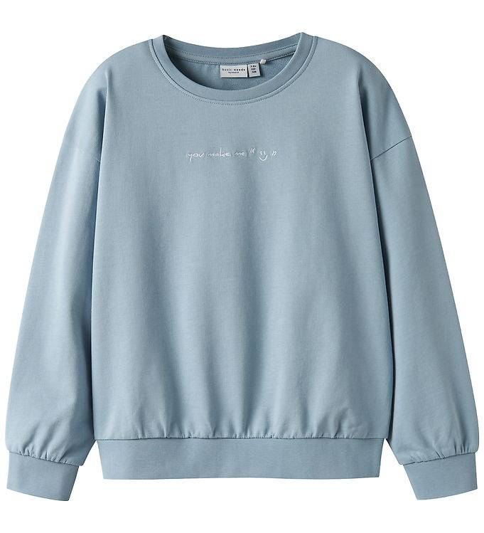 Name It Sweatshirt - NkfVanita - Dusty Blue/Make Me - Name It - 6 år (116) - Sweatshirt
