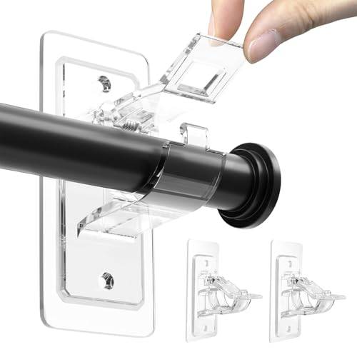 BelleVive 2-pack gardinstångshållare utan borrning självhäftande PET justerbara spikfria gardinstång hållare för badrum vardagsrum
