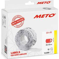 Meto Prisetiketter Perm. 22 x 12 mm Röd 12 rl.