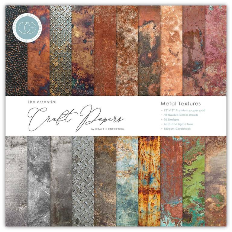 Pappersblock - 30x30cm - Metal Textures - 30st