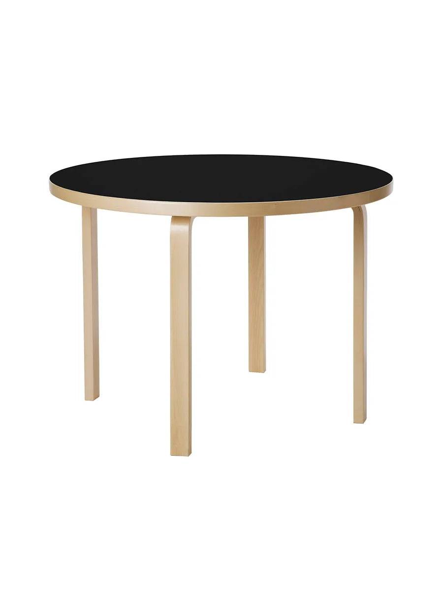 Aalto Table Round 90A, Ø100 cm fra Artek Sort Linoleum - Jacobsen Plus
