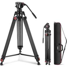 NEEWER 74" Pro Videostativ mit Fluidkopf, QR Platte kompatibel mit DJI RS Gimbals, strapazierfähiges Kamerastativ mit Teleskopgriff skalierte Basis für DSLR, max. Belastung 17,6lb/8kg, TP74