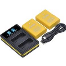 Gult batteri en -el14 en-el14a för nikon en el14 el14a, dslr d5300 d5600 d3300 d5200 d3200 d5100 d5500 coolpix p7000 p7100 - Laddare och 2 batterier