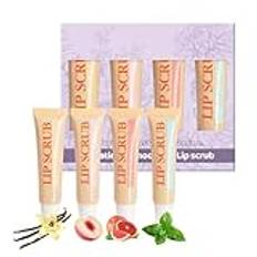 Gupcaqosjw Lip Scrubber Exfoliator, Lip Scrub Kit - Lip Exfoliant Moisturizing Lip Scrub,4X Lip Moisturizer Läppvårdsprodukter, Lip Plumper Lip Scrubs Set, Hydrating & smoothing läppar