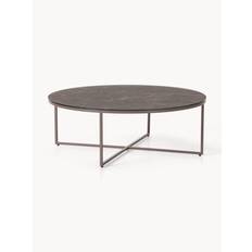Runt XL-soffbord Antigua med glasskiva i marmorlook.