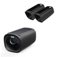 ROKOLOOM 2 stycken skyddande silikonfodral eufyCam S330 säkerhetsskydd (eufyCam 3), vattentätt och UV-skydd, lämpligt för inomhus- och utomhusbruk, svart