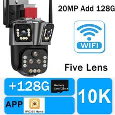 10K 20MP WiFi Camera Outdoor Wireless Video Surveillance CCTV IP Camera PTZ 20X Zoom Auto Tracking 2-Way Audio Security Cameras 20MP Add 128G Card