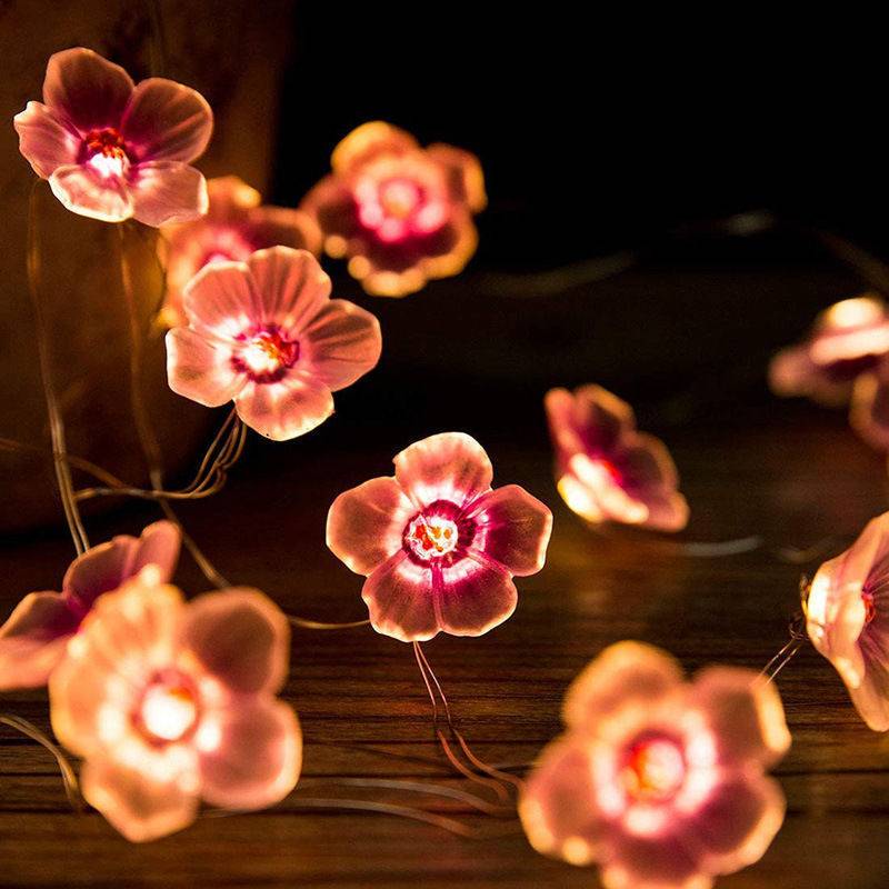 Outdoor Patio Decoration LED Copper Wire String Lights - Dark Pink / 6M 40LED / USB model with remote control