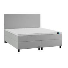 Temprakon kontinentalseng inkl. sengeben (B210 x L210 cm, Light Grey, Sorte metal sengeben)