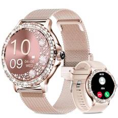 Smartwatch Damen, 1,3 Zoll Smart Watch mit Telefonfunktion Blutdruckmessung SpO2 Herzfrequenz Schlafmonitor Schrittzähler Kalorien, IP68 Fitness Tracker kompatibel iOS Android Phone, Frauen Geschenk