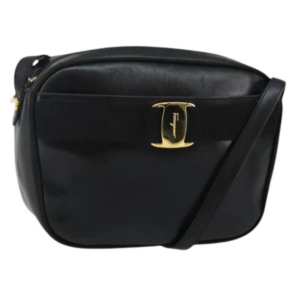 Salvatore Ferragamo Pre-owned Pre-owned Læder Skuldertaske - Vintage - Dame - Sort - ONE SIZE - Uld