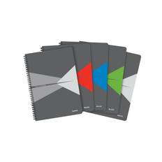 Leitz Office notesblok A4 linjeret, wireindbundet med PP-omslag, assorteret 5 stk.