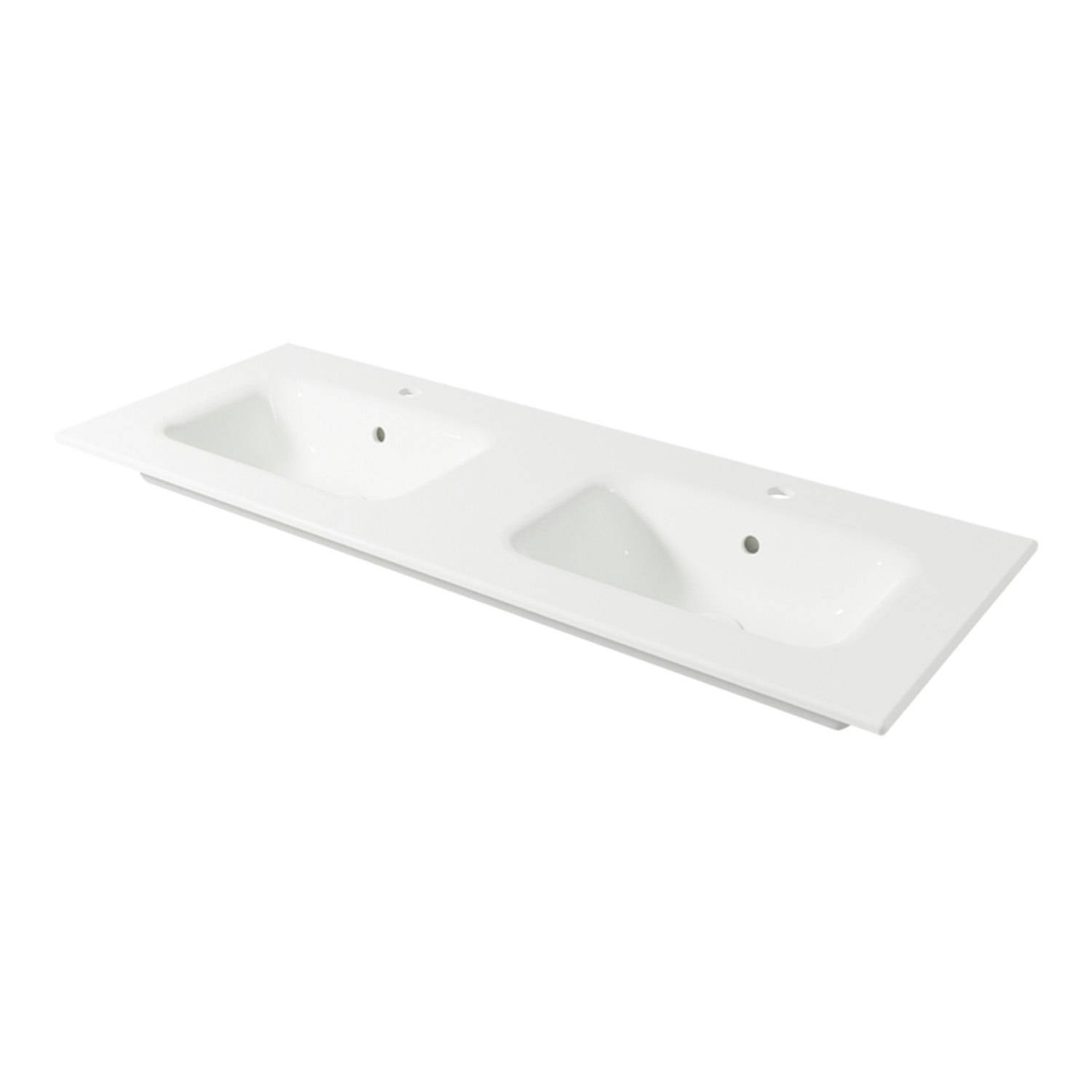 Dubbelhandfat Miller Badrum Edge Porslin Bredd: 1210 mm, Vit Matt