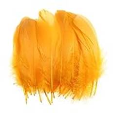 400 st fjädrar för hantverk, perfekt för bröllopspynt, konst och hantverk för barn, tillverkning av fjädermasker, DIY Feather Boa, drömfångare dekoration, färgade fjädrar (Golden)