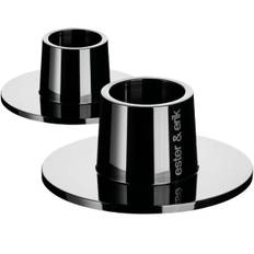 2 stk ester & erik lysestage - blank sort - 6 cm