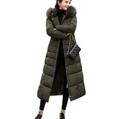 Earnmore damvinterjacka lång dunjacka varm parkas jacka med pälshuva quiltad jacka vinterrock avslappnad dunrock