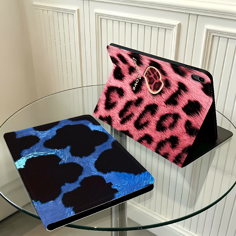 Blue Fluid Leopard Case for Apple iPad Pro11 13 10th 7/8/9th Air 11 13 M4 M3 M2 A16 2026 With Pencil Holder Air 4/5/6th