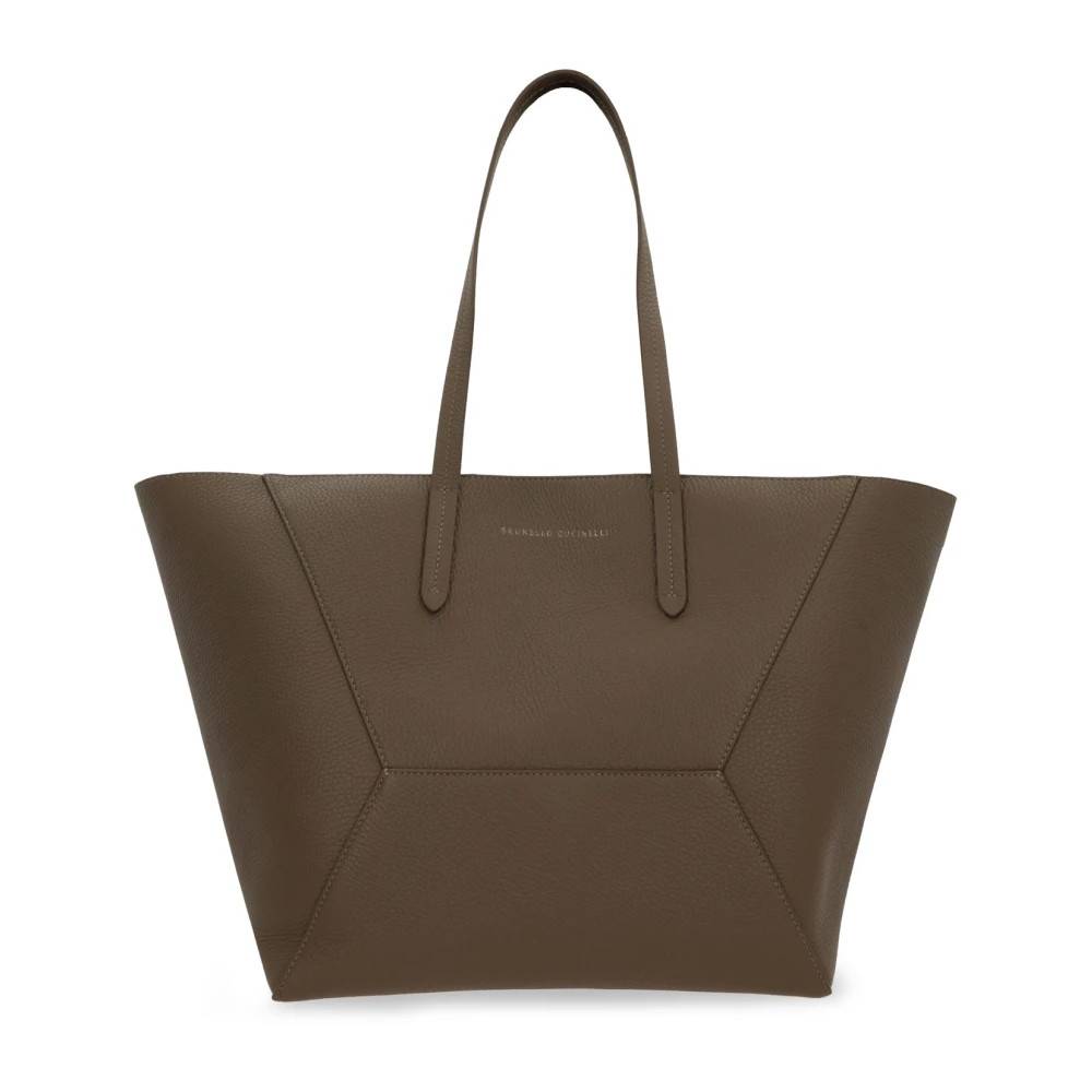 Brunello Cucinelli Læder Tote Taske - Tasker - Dame - Grå - ONE SIZE - Læder