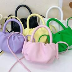 Flickors plisserade moln mini Messenger Bag, Mode Small Princess Handväska, present till flickor, barn myntväska - Gul (En-Storlek)