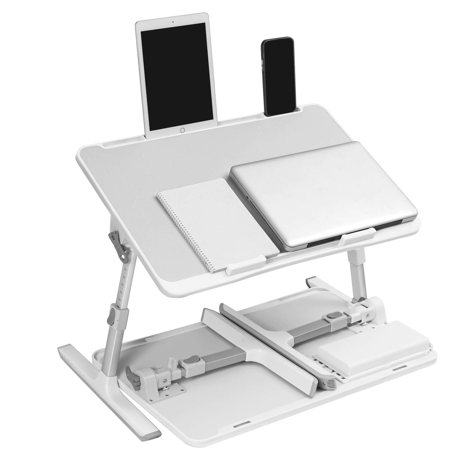 Table, Folding desk, 60*40cm Table lap for bed, Multi-purpose Premium Lapdesk, Height Angle adjustable, with Drawer
