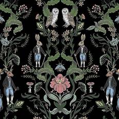 Dra av och klistra tapet, 300 x 44,5 cm tjock tapet blommor vintage tapet dekorativ självhäftande kanin hjort uggla kontaktpapper för vardagsrum sovrum tvättrum skåp vägg
