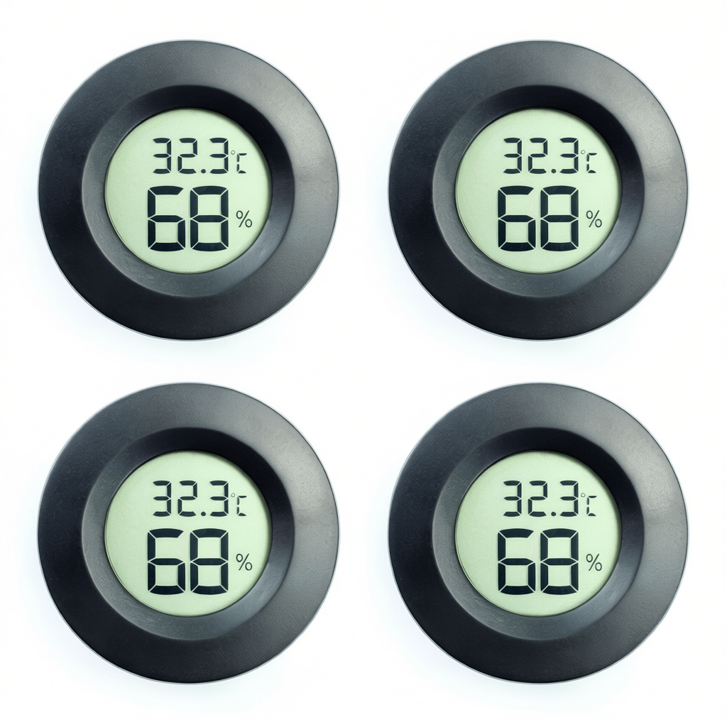 1/2/4PCS +70°C Mini LCD Digital Thermometer Hygrometer Round Temperature Humidity Tester Sensor Detector For Freezer Cigar Box