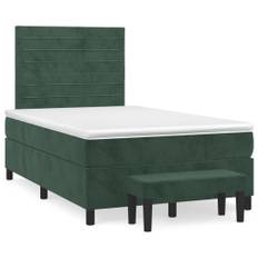 vidaXL kontinentalseng med madras 120x190 cm velour mørkegrøn