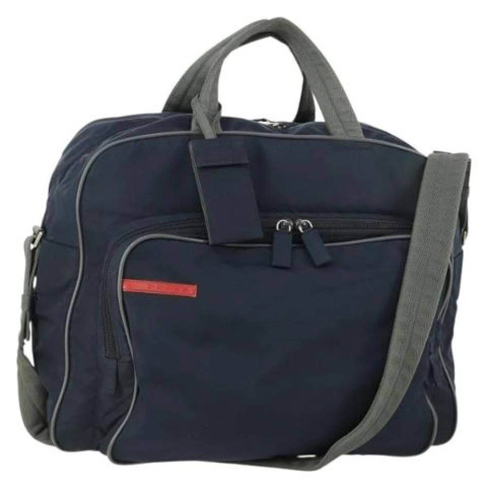 Prada Vintage Pre-owned Nylon Weekendtaske - Vintage - Dame - Blå - ONE SIZE - Nylon