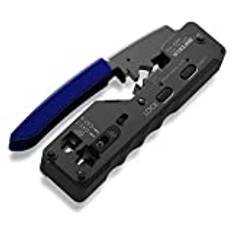 VCELINK GJ671BL Crimptång RJ45 presstång för kontakt, nätverksverktyg för CAT 7/CAT 6A/CAT 6/CAT 5E/CAT 5 nätverkskontakt och 6P telefonkontakt