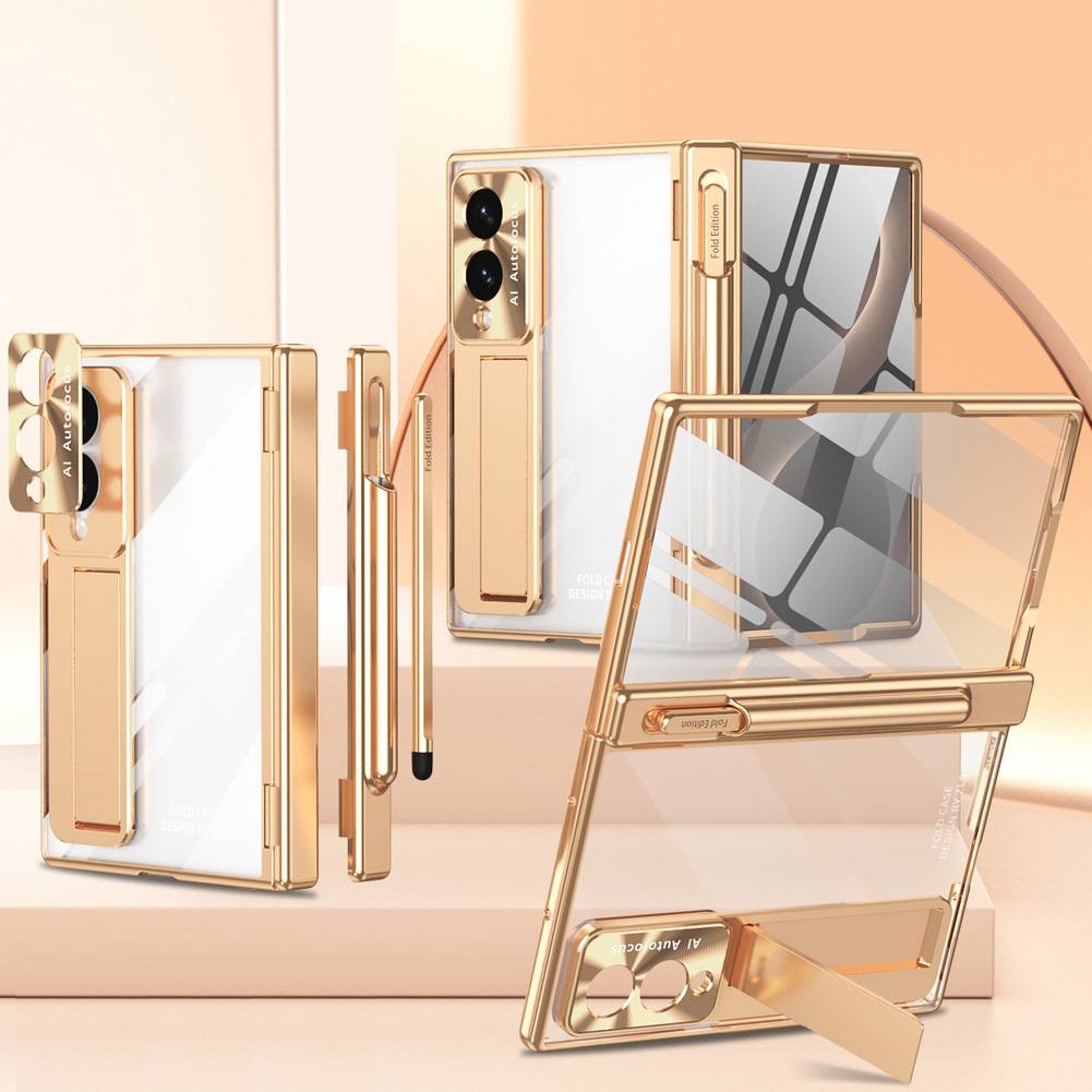 Phone Case For Samsung Galaxy Z Fold 8 Ultra Fold 8 Wide 7 6 5 4 3 Electroplated Magnetic Hinge Stylus Front Glass Protect Cover