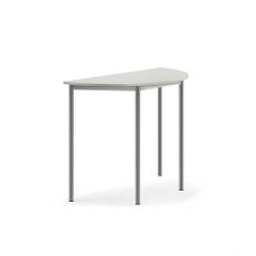 Bord BORÅS halvrund, 1200x600x900 mm, stativ silver, högtryckslaminat, grå