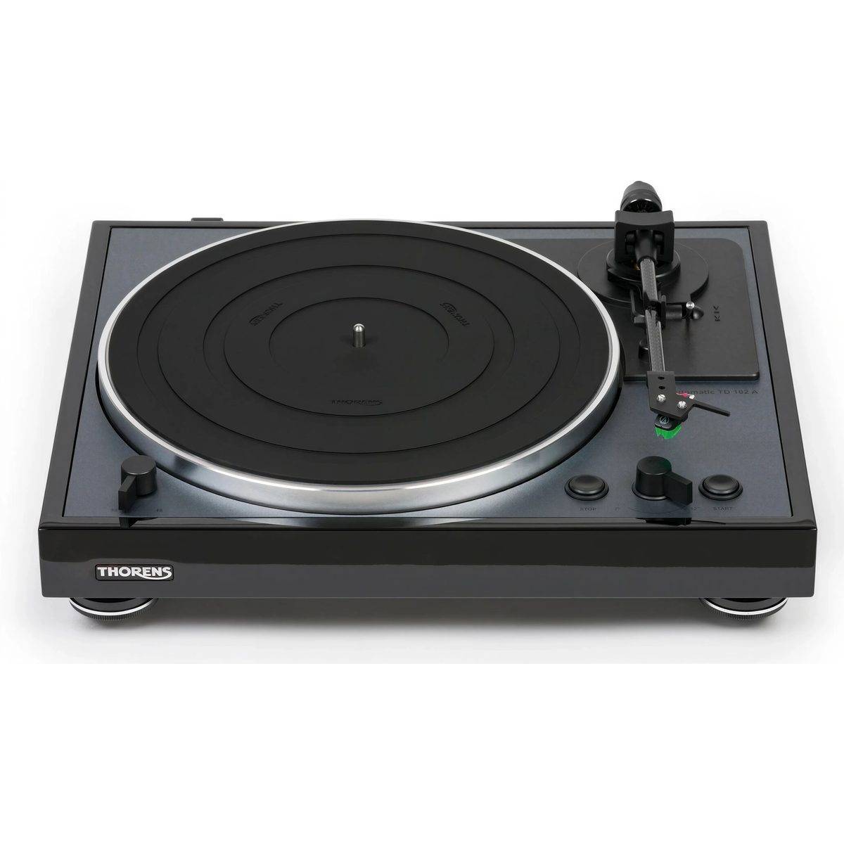 Thorens TD 102 A blank högglans svart - Vinylspelare, Automatisk, Inbyggd förförstärkare, MM, Remdrift, 33 varv, 45 varv, Pickup ingår