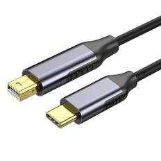 Guldpläterad USB typ C till Mini DisplayPort DP hane 1,8 m konverteringskabel, stöder 4K till 60 Hz, kompatibel med MacBook, Samsung, projektor, bärbar dator