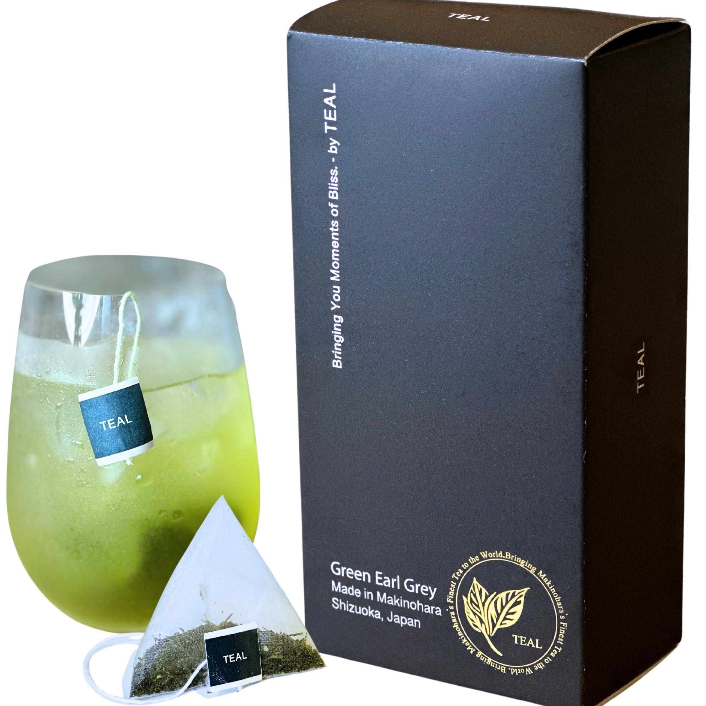 TEAL Green Earl Grey (Made with Natural Bergamot) Tea Bags, 3g x 20 Bags, Makinohara, Shizuoka Prefecture, Deep-Steamed Green Tea, Cold Brewable,