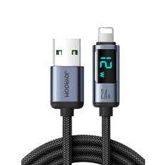 Joyroom USB-A til Lightning-kabel med skærm, 2,4A, 1,2m - Sort