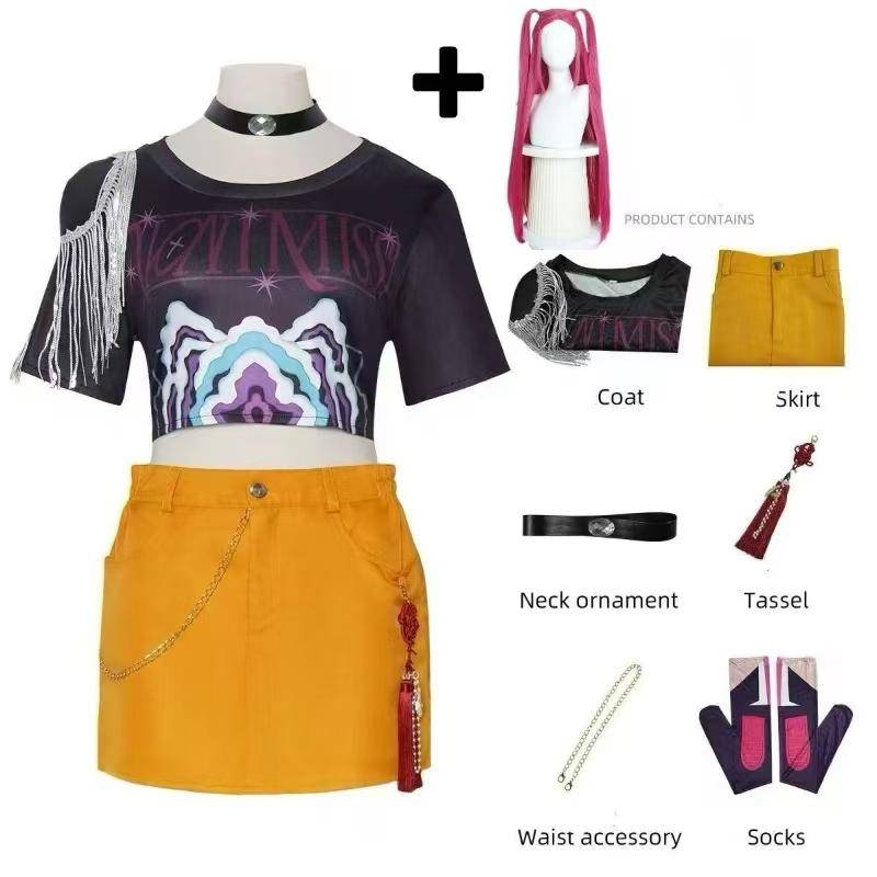 Halloween KPop Mira Cosplay Kostym Peruk Kvinnor Flickor Halloween Karneval Comic-con Fest Rollspelskläder cm