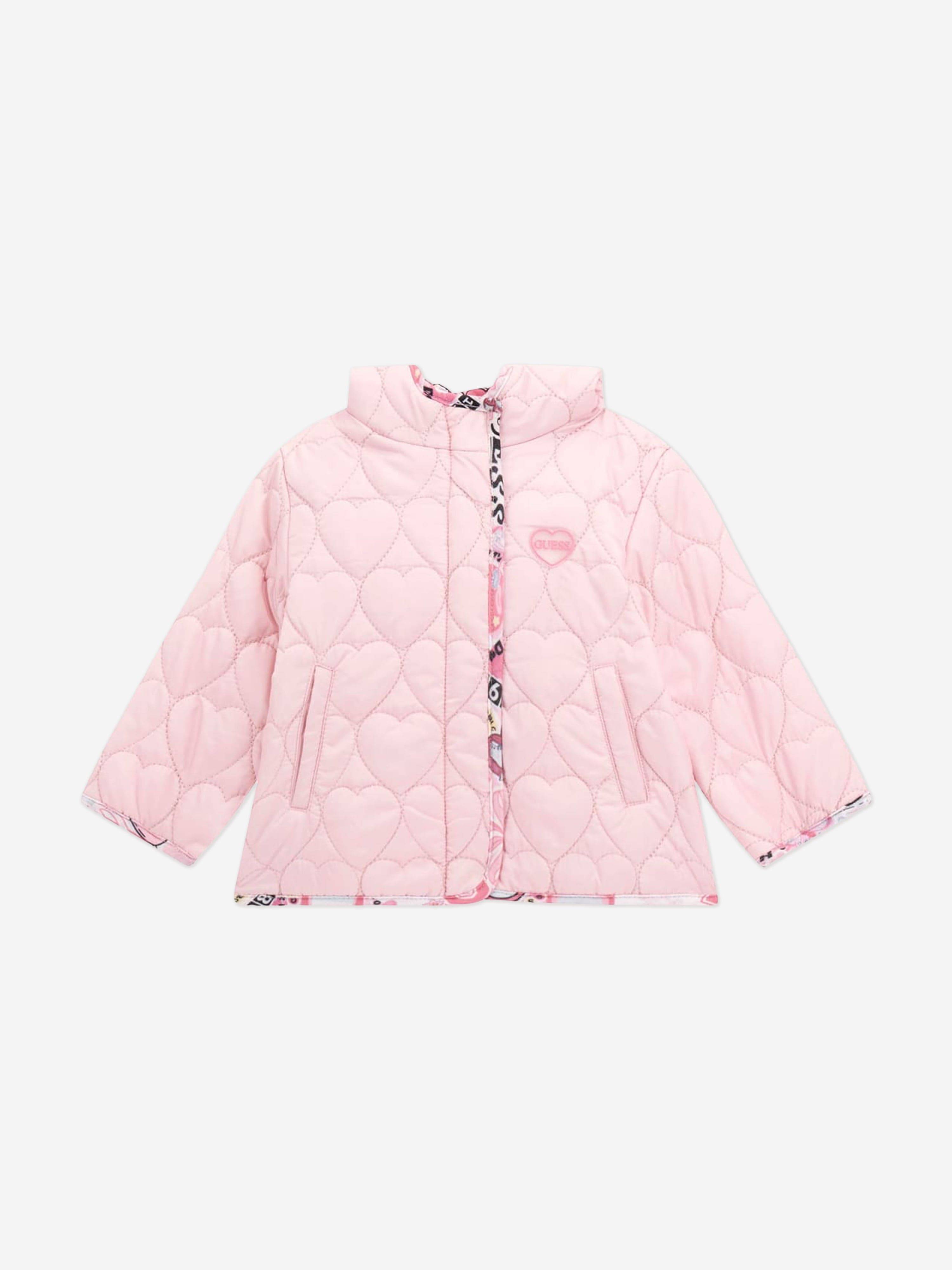 Guess Baby Girls Padded Heart Jacket in Pink - Pink / 12 Mths (12 Mths)